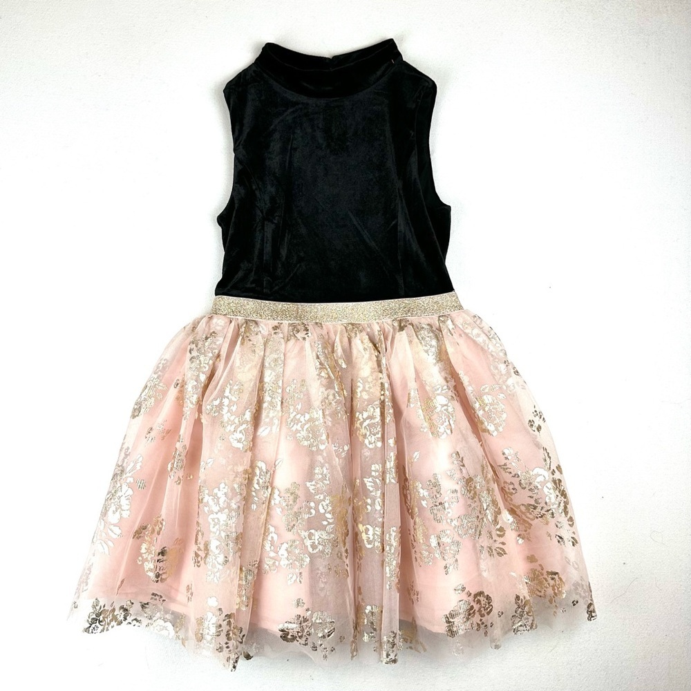 Zunie Velvet & Metallic Floral Mesh Tulle Dress NWT Holiday Party